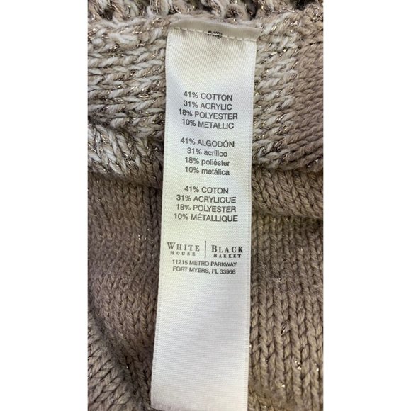 White House Black Market Size XS Sparkly Cable Knit Cowl Neck Pullover Sweater - Picture 10 of 11